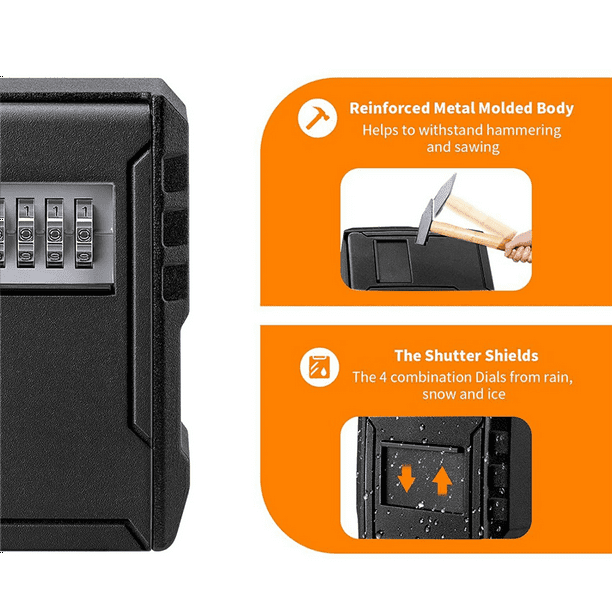 3X Caja de Contraseña de Metal Caja de Almacenamiento de Contraseña de  Dígitos Montada en la Pared Caja de Seguridad Antirrobo Impermeable Caja de 