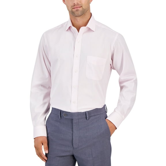 Club Room Mens Regular fit Dress Shirt XXL 18 in 34-35 Pink Solid