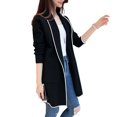 thumbnail image 5 of comerut Women Winter Coat Fleece Lapel Long Sleeves Mid Length Cardigan Warm Solid Color Casual Elegant Autumn Coat Female Clothing, 5 of 8