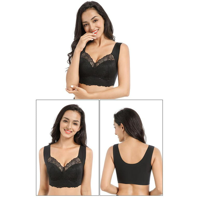 Lymphvity Detoxification and Shaping & Powerful Lifting Bra,Lace Plus Size  Wireless Bra for Women (L) 
