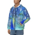 thumbnail image 3 of Wukai Peacock Print Men's Zip-Up Hoodie,Fleece Full-Zip Hoodie for Men, Hooded Sweatshirt-X-Large, 3 of 5