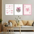 thumbnail image 4 of Pink Bow Canvas Wall Art Set of 3 Coquette Disco Ball Room Decor Aesthetic Pictures, Pink Loving Heart Paintings PostersJANS.NO1 Prints for Girls Bedroom Dorm Bathroom, 4 of 6