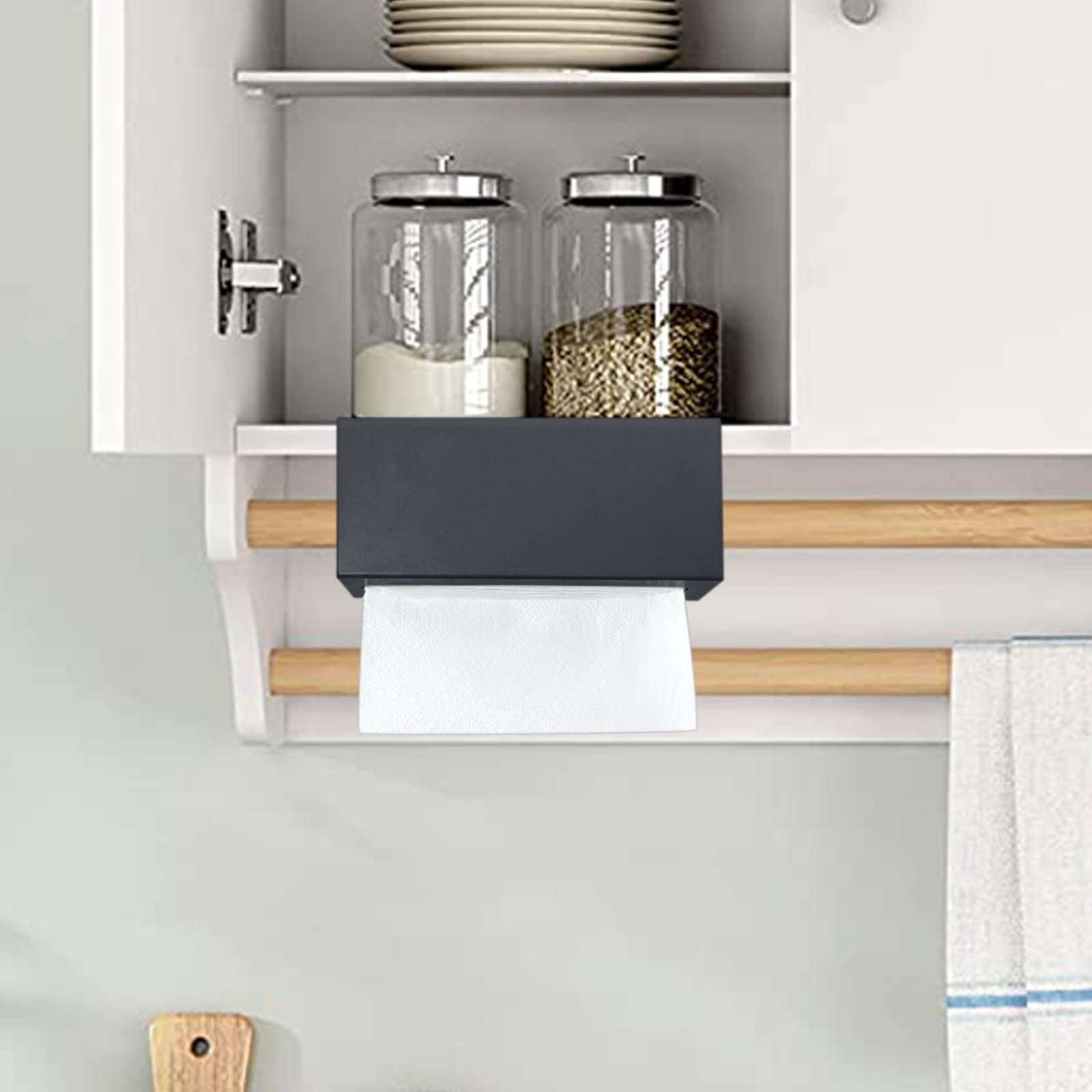 Under Cabinet Paper Towel Holder Dispenser Over The Door Kitchen Bathroom Rack No Drilling Storage Organizer