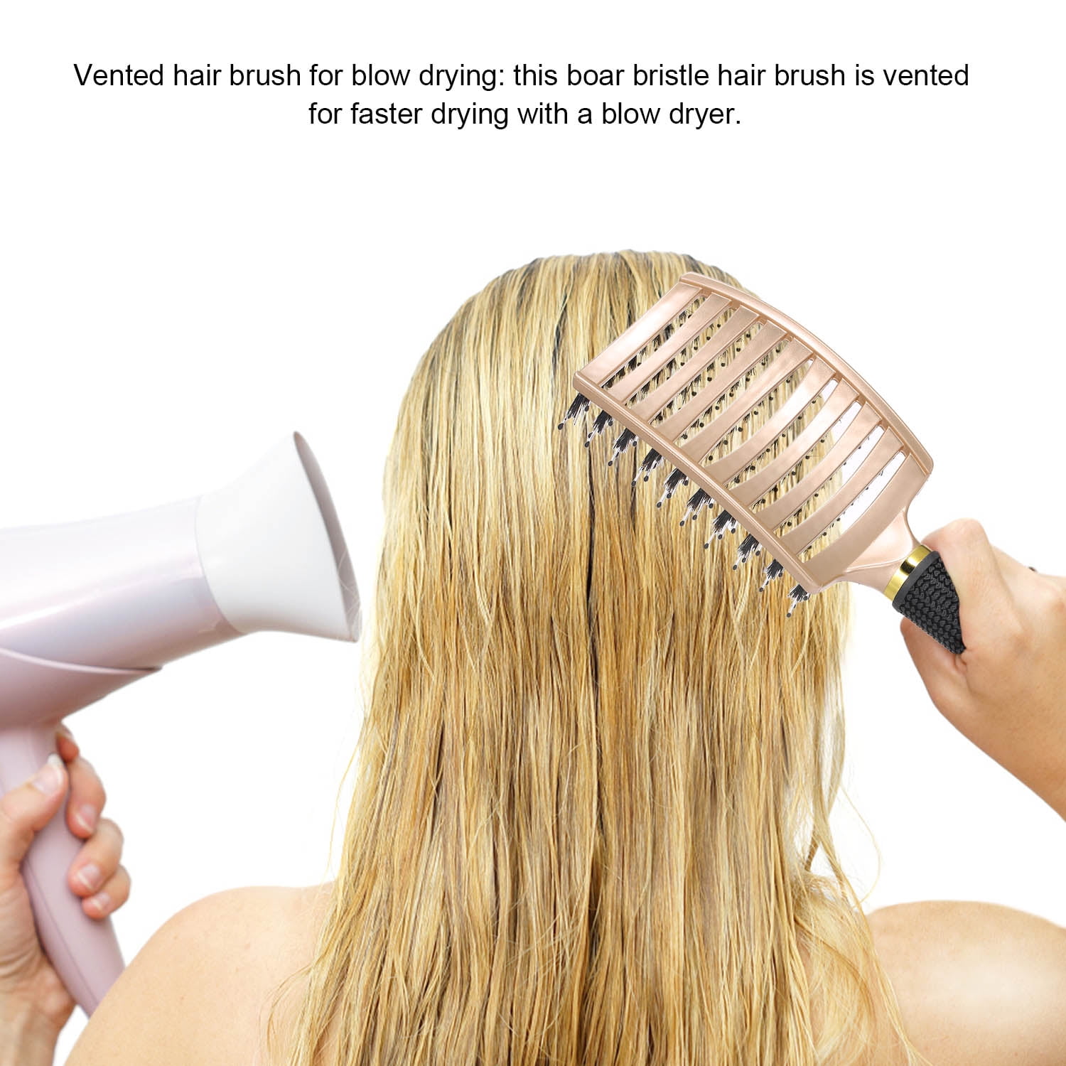 Boar Hair Brush Curved Vented Styling Hairbrush Detangling Thick Hair Massage Blow Drying Brush Walmart