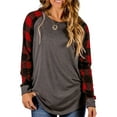 thumbnail image 1 of Casual Loose Plaid T-Shirts Plus Size Fall Long Sleeve Check Pullover Tops Office Workwear Women Plus Sweatshirts Blouse Tops, 1 of 2