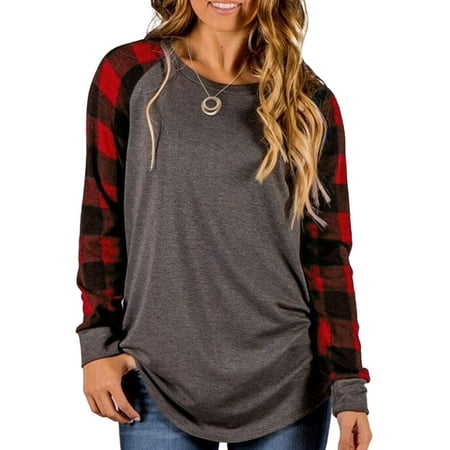raglan shirt with plaid sleeves