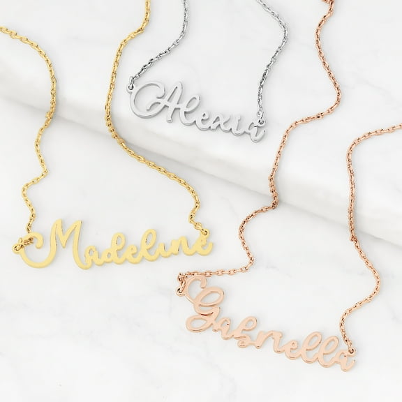 Personalized Planet Sterling Silver Fancy Script Name Necklace ,Women's