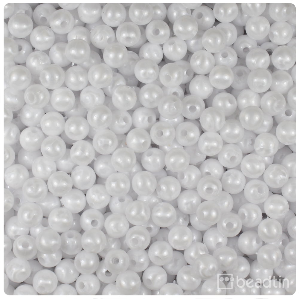 BeadTin White Pearl 6mm Round Craft Beads (500pcs)