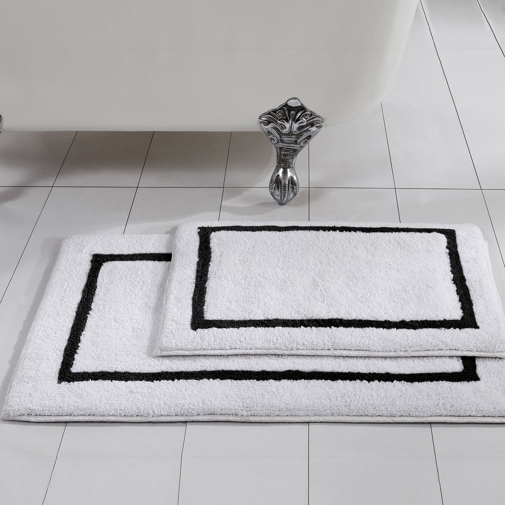 Pacific Coast Textiles Reversible 2 Piece 100% Cotton Bath Mat - Black ...