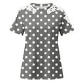 thumbnail image 7 of Daisy Printed Tops for Womens Scooped Neck Tee Short Sleeve Tops Hollow Out Loungewear Loose Fitted Tunic Blouses Baggy Boho Dressy Shirts Beach Holiday T-Shirts Blouses, 7 of 7
