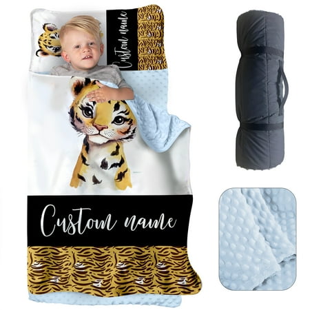 AOLOA Personalized Toddler Nap Mat for Daycare Custom Name Kids Sleeping Bag with Pillow and Blanket for Preschool Kindergarten Yellow Tiger Design Nap Mats Easy Carry AOLOA Personalized Toddler Nap Mat for Daycare Custom Name Kids Sleeping Bag with Pillow and Blanket for Preschool Kindergarten Yellow Tiger Design Nap Mats Easy Carry