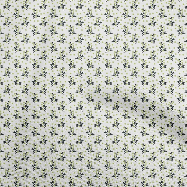 oneOone Velvet White Fabric Floral Sewing Craft Projects Fabric Prints By Yard 58 Inch Wide