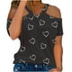 thumbnail image 1 of Blusas de manga corta con cuello en V y estampado de corazones para mujer Pompotops hkajfhjk464148, 1 of 5