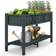 thumbnail image 2 of Yardi Yard Poly Wood Elevated Planter Box with Legs Storage Shelf Drainage Holes-Black, Raised Garden Bed for Patio or Yard Gardening, 2 of 5