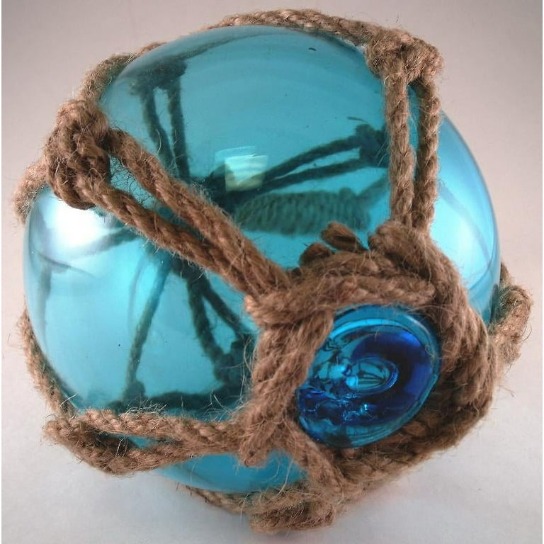 Japanese Glass Fishing Fish Net Float Buoy Decor Light Blue