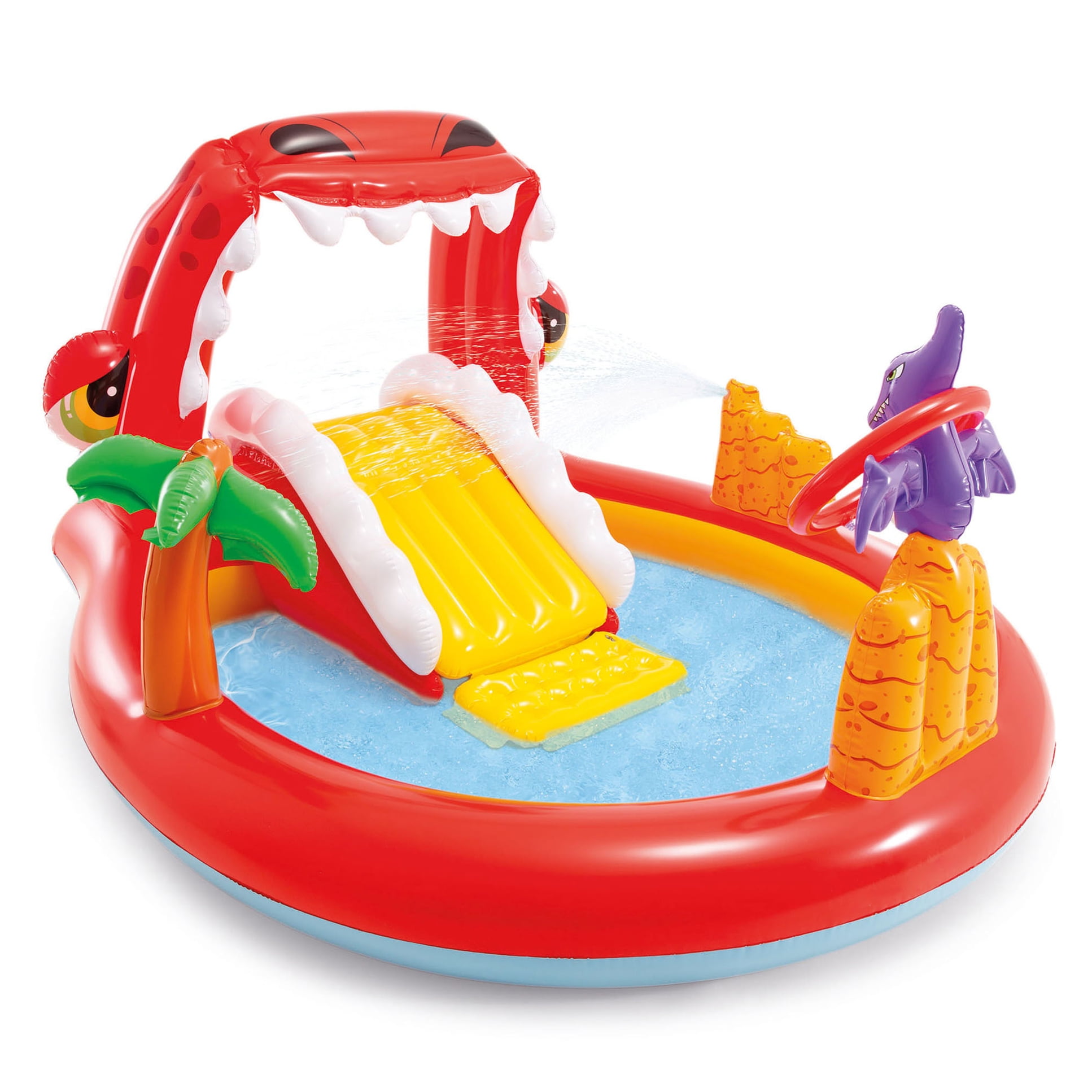 Intex Happy Dino Outdoor Inflatable Kiddie Pool Play Center with Slide - Walmart.com