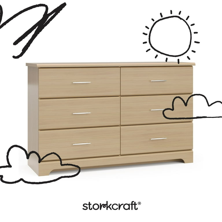 Storkcraft Brookside 6 Drawer Nursery Double Dresser, Driftwood Storkcraft Brookside 6 Drawer Nursery Double Dresser, Driftwood