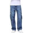 thumbnail image 3 of GrmtClth Men's Baggy Jeans Elastic Waist Jean Pants with Drawstring Relaxed Fit for Casual Daily Wear Cargo Pants with Pockets 2XL, 3 of 7