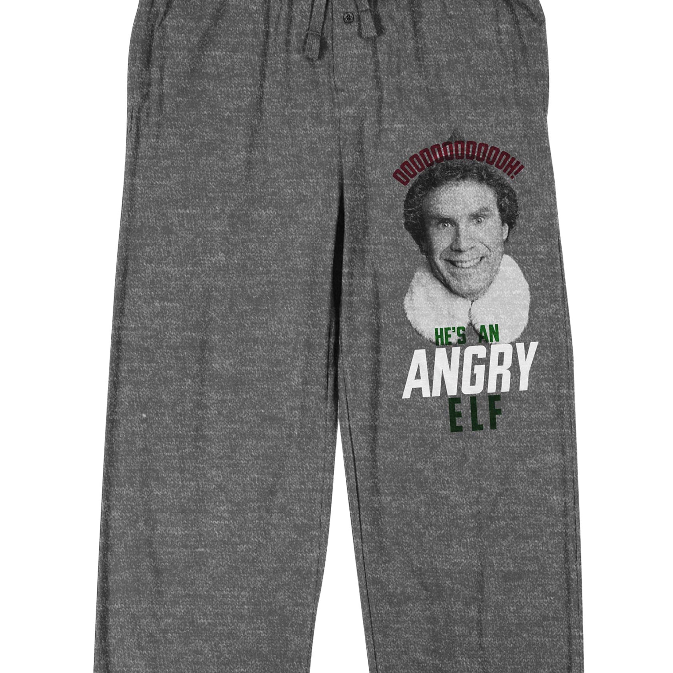 Elf He's An Angry Elf Men's Graphite Heather Sleep Pajama Pants-XL
