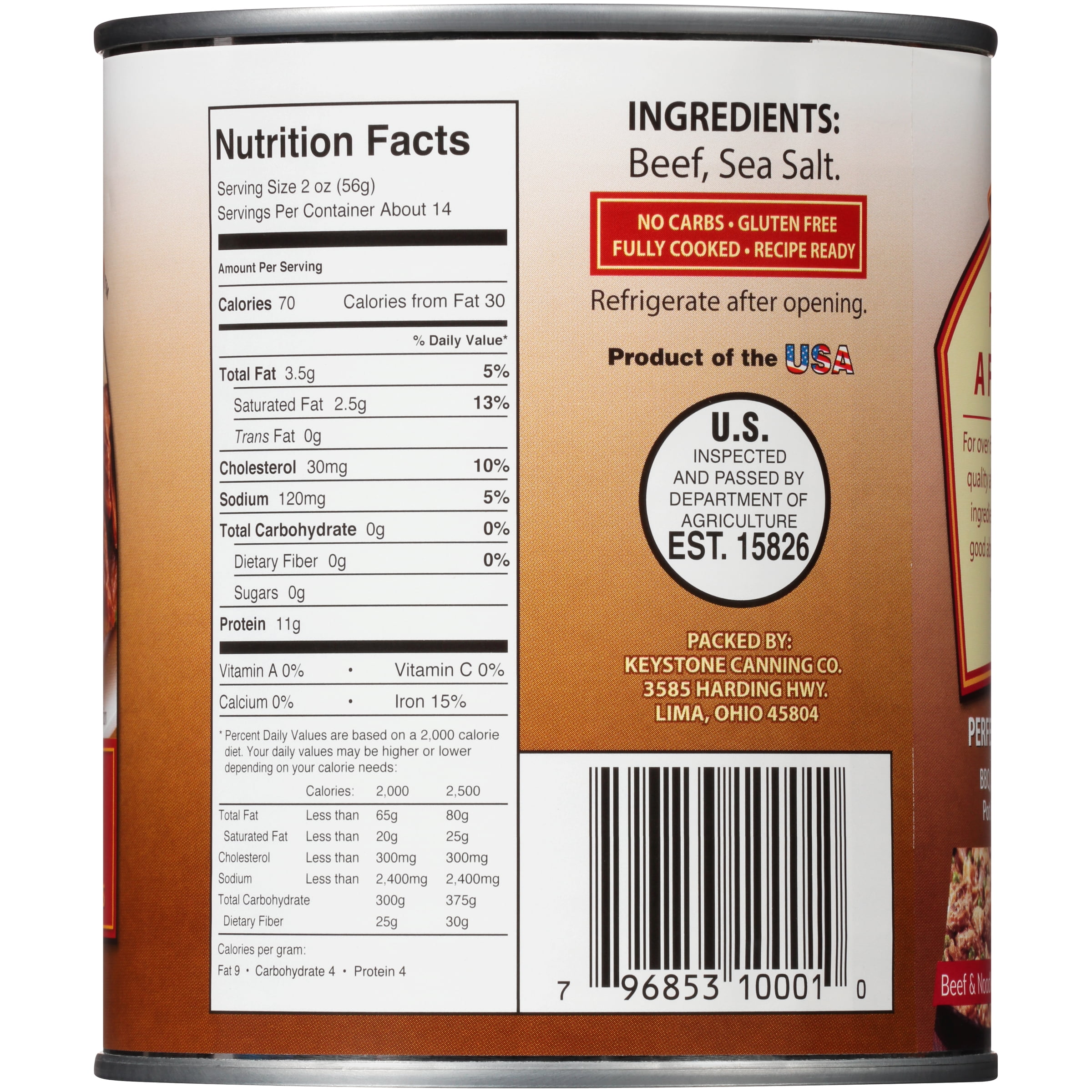 (2 pack) Keystone All Natural Beef, 28 oz Can