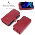 thumbnail image 4 of iPhone 11Pro 5.8 inch Wallet Case, Dteck 2 in 1 Leather Zipper Purse Multi-Function Tri-fold Wallet Case Detachable Magnetic Phone Cover with 14 Card Slots Money Pocket For iPhone 11 Pro,Red, 4 of 11