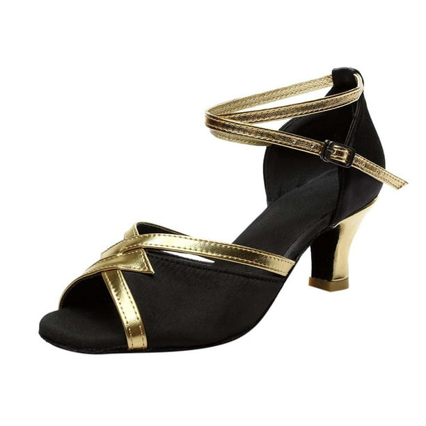 Amzcrzy Zapatos de mujer,Zapatos de mujer,Zapatillas de mujer, Sandalias de baile latino para mujer, estilo rumba, vals, baile de graduación y salón de baile, de moda sólida Sandalias Mujer Zapatilla