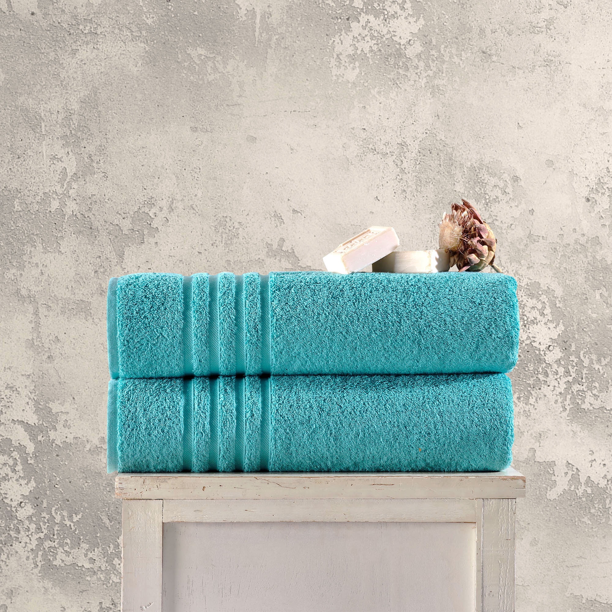 Jumbo Large Bath Sheets Towels 2 Pack Soft and Absorbent, 100% Cotton Towels (Teal Turquoise, Bath Sheet)