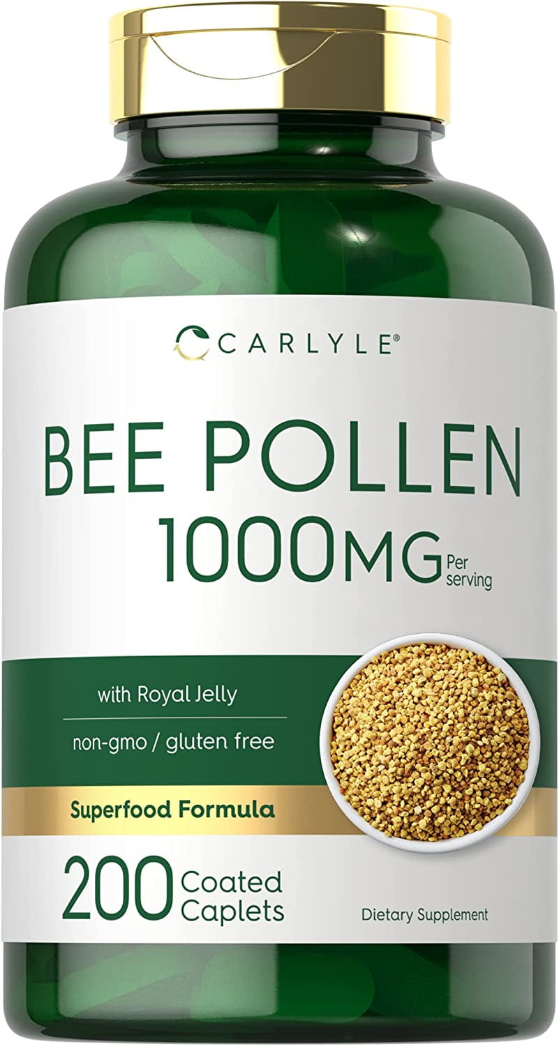 Bee Pollen Supplement 1000mg 200 Vegetarian Caplets by Carlyle