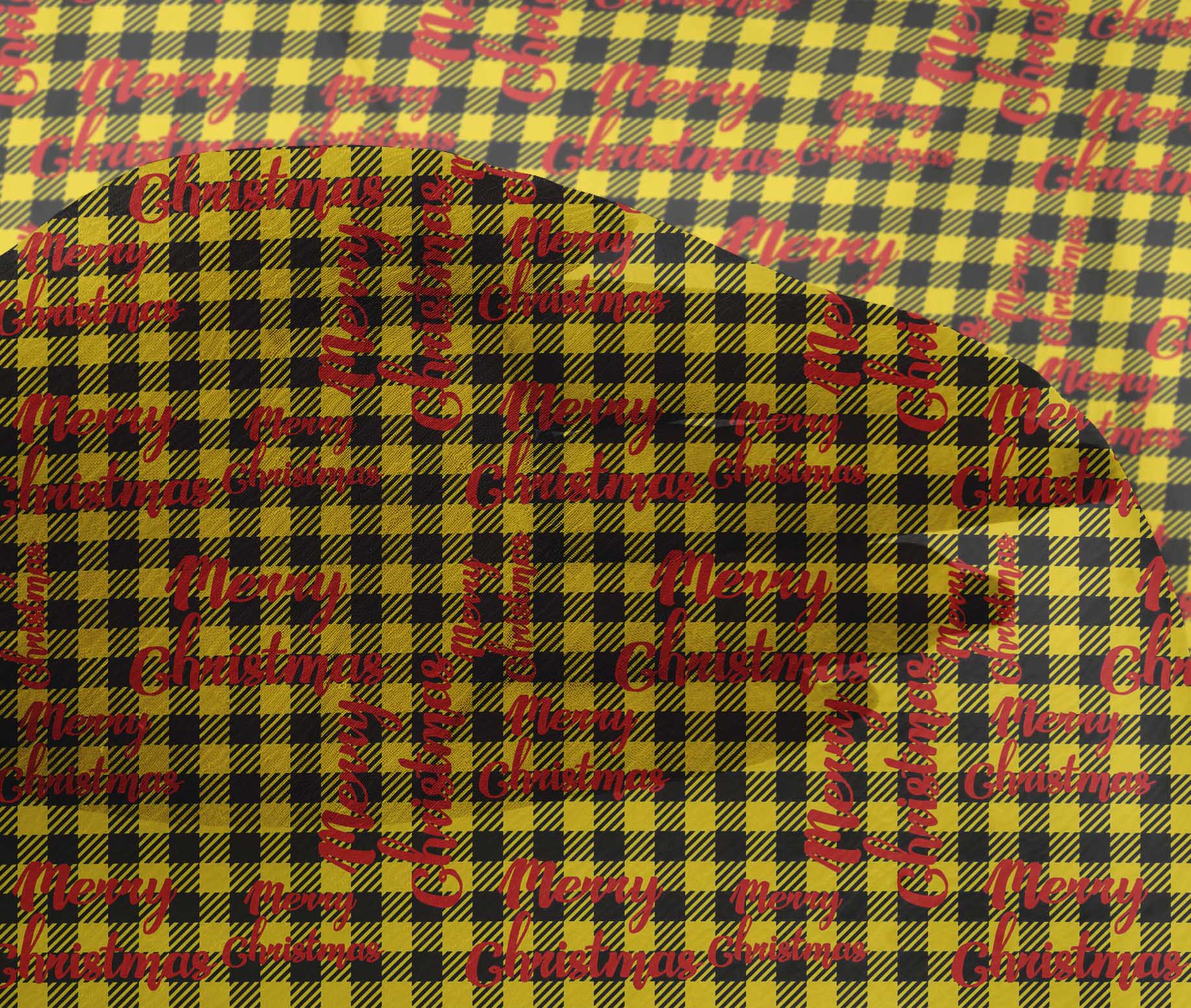 oneOone Viscose Chiffon Yellow Fabric Merry Christmas Sewing Fabric By The Yard Printed Diy Clothing Sewing Supplies 42 Inch Wide-OQC