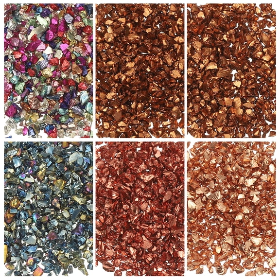 6 Colors Crushed Glass Chips, 1-3mm Irregular Glitter 31g, Brown Color Series