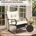 thumbnail image 6 of Outdoor Conversation Set of 3, Outdoor Patio Rocking Chair Set with Cushions & Coffee Table, All Weather Wicker Patio Furniture Set, Ideal for Patio, Poolside, Yard, Deck, Coffee Bar, 6 of 8
