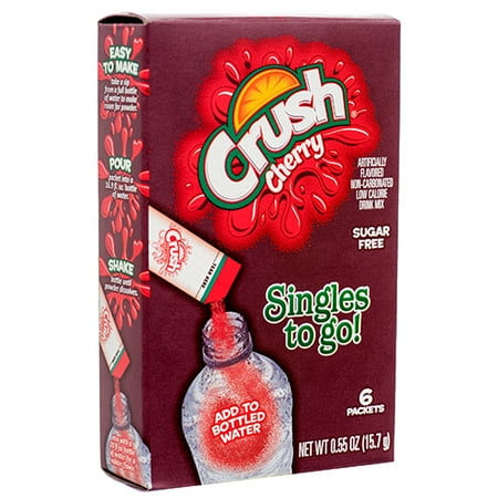 Crush Singles To Go! Drink Mix, Cherry, 0.55 Oz, 6 Ct