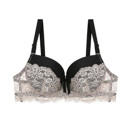 

QIPOPIQ Solid Underwire Push Up Bra Clearance Women Comfort Printed Bra Wire Free Underwear Plus Size Full Coverage Bra Lace Underwire Bra