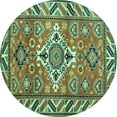 thumbnail image 1 of Ahgly Company Indoor Round Geometric Turquoise Blue Traditional Area Rugs, 3' Round, 1 of 4