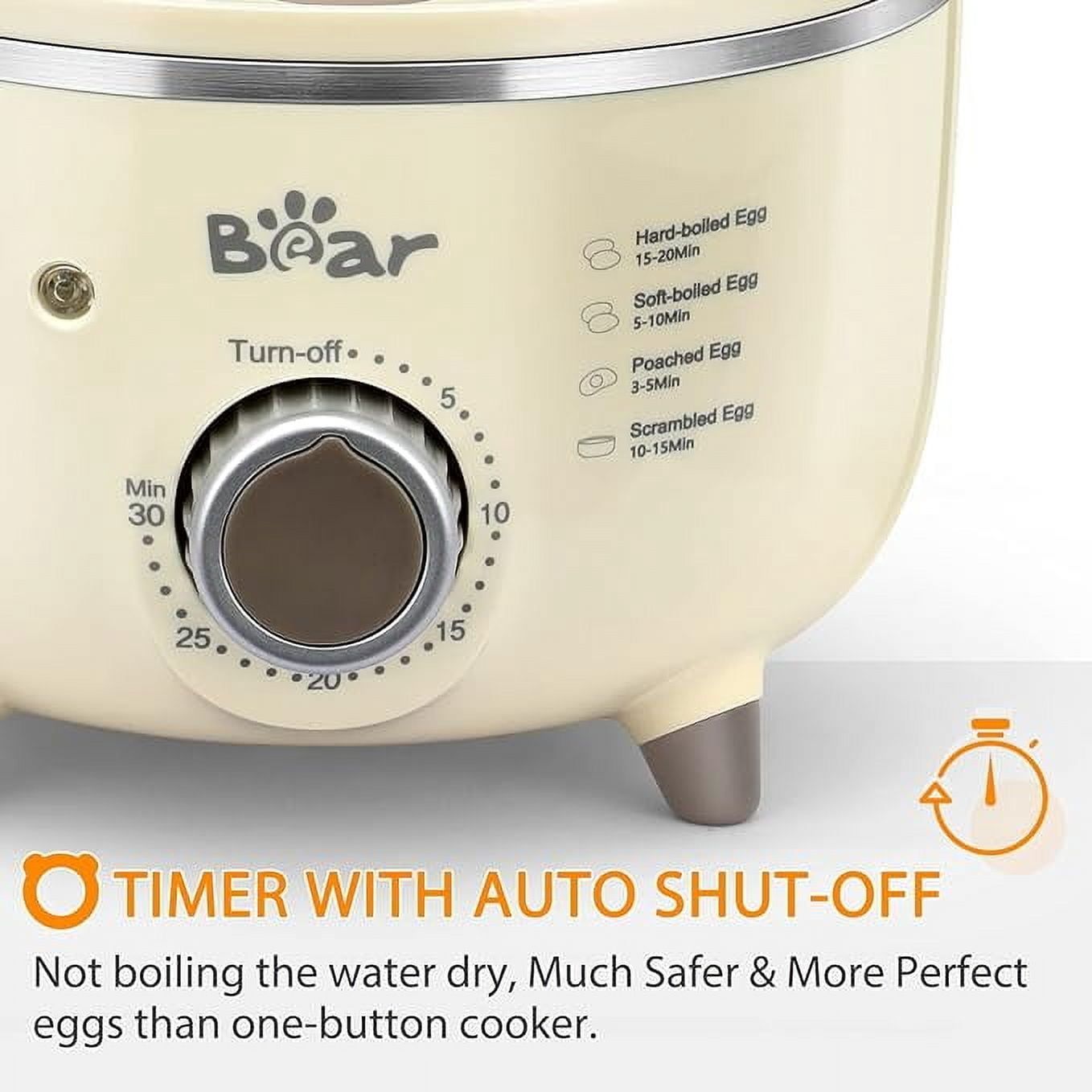 Bear Egg Cooker,14 Egg Capacity Rapid Electric Egg Cooker with Auto Shut-Off Timer for Hard Boiled Eggs, Poached Eggs, Scrambled Eggs, or Omelets,Single or Double Layer Use