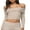Beige, variant on Women's Long Sleeve Y2k Crop Tops Off Shoulder Slim Fit Casual Knit Going Out Shirts Tee Clothing Streetwear 2024