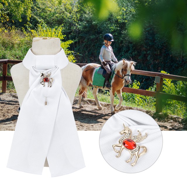 Corbata para montar a caballo, 3 piezas de algodón peinado blanco para niños, accesorio para montar a caballo, elegante y moderno