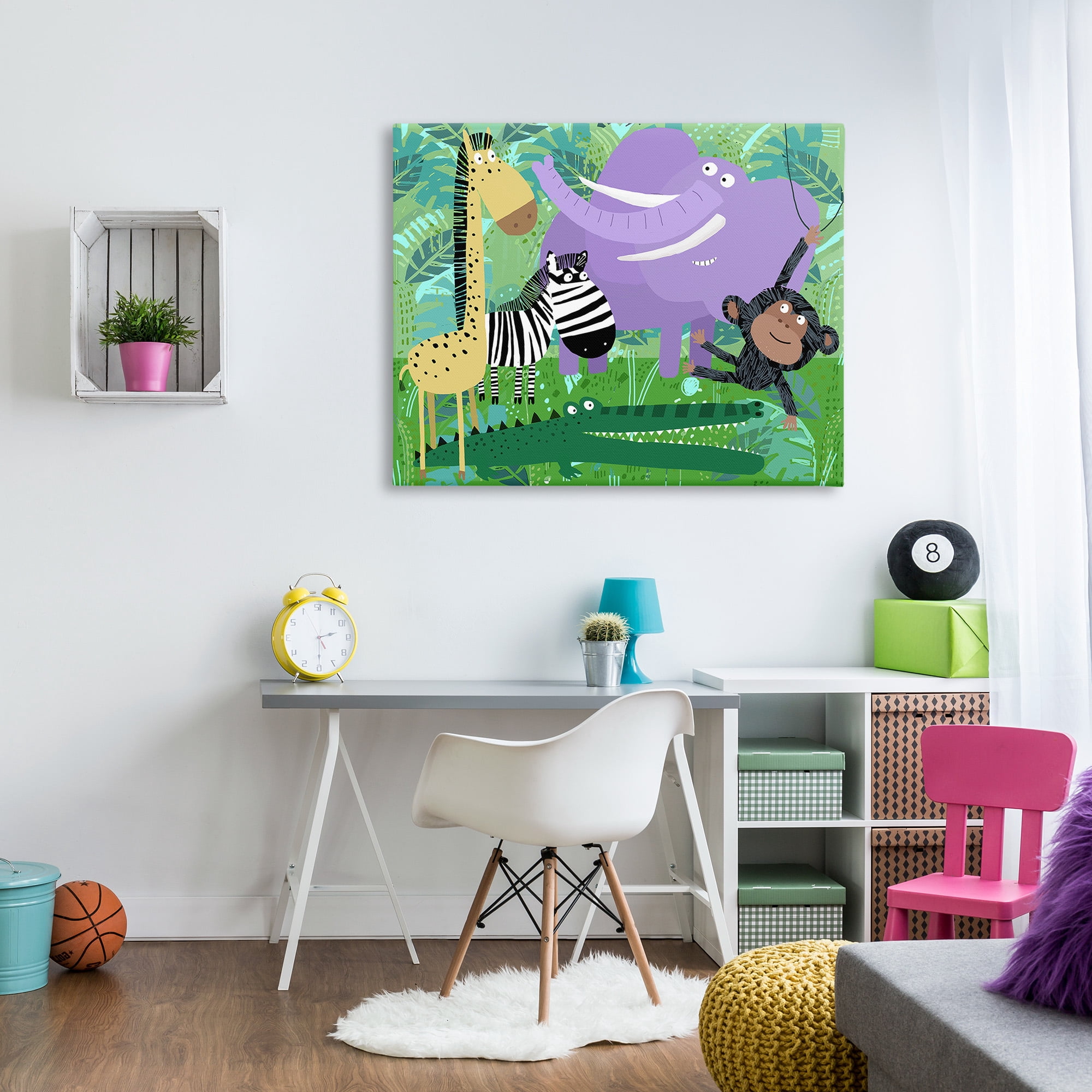 Stupell Industries Jungle Wildlife Animals Animals & Insects Painting Gallery Wrapped Canvas Art Print Wall Art, 48 x 36