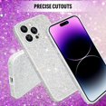 thumbnail image 5 of Compatible with iPhone 14 Pro Max Glitter Case Women Girls Bling Sparkle Phone Case Camera Lens Protection Slim Soft Bumper Shockproof Protective Cover for iPhone 14 Pro Max 6.7 inch, White, 5 of 12