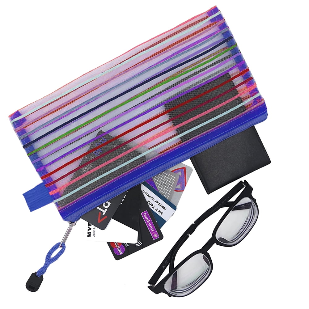 MUKA 24PCS Rainbow Striped Zipper Pouch Waterproof Storage Bags Pencil Case for Travel Cosmetic Toiletry Puzzle Organizing-Green-A6