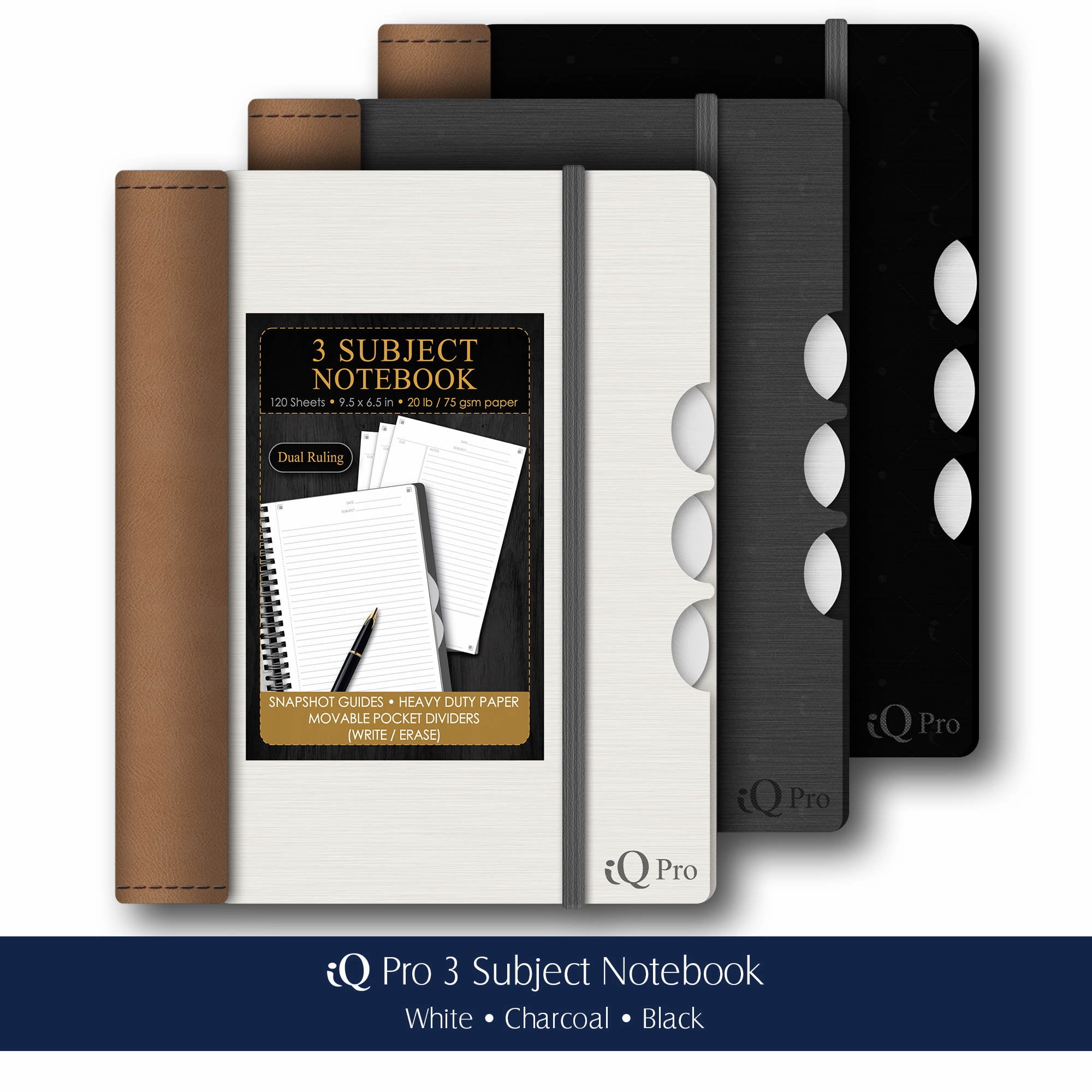 iScholar's Executive Series iQ Pro 3-Subject Notebook - Assorted