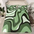 thumbnail image 2 of jejeloiu Modern Geometric Desgin Queen Sheet Sets,Minimalist Stripes Lines Flat Sheet,Green Black Queen Fitted Sheet For Teens,Luxury Bedroom Decor,4pcs, 2 of 7