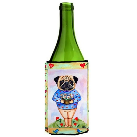 Pug Valentines Hearts Wine bottle sleeve Hugger - 24 oz.