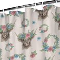 Highland Cow and Flower Print Waterproof Shower Curtain, Weighted Hem ...