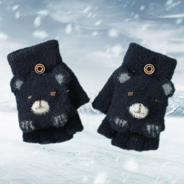 Tricot Enfants Plus Dessin Animé Ours Moitié Fait Référence à Retourner Chaud Chaud Fuite Fait Référence à Écrire Gants