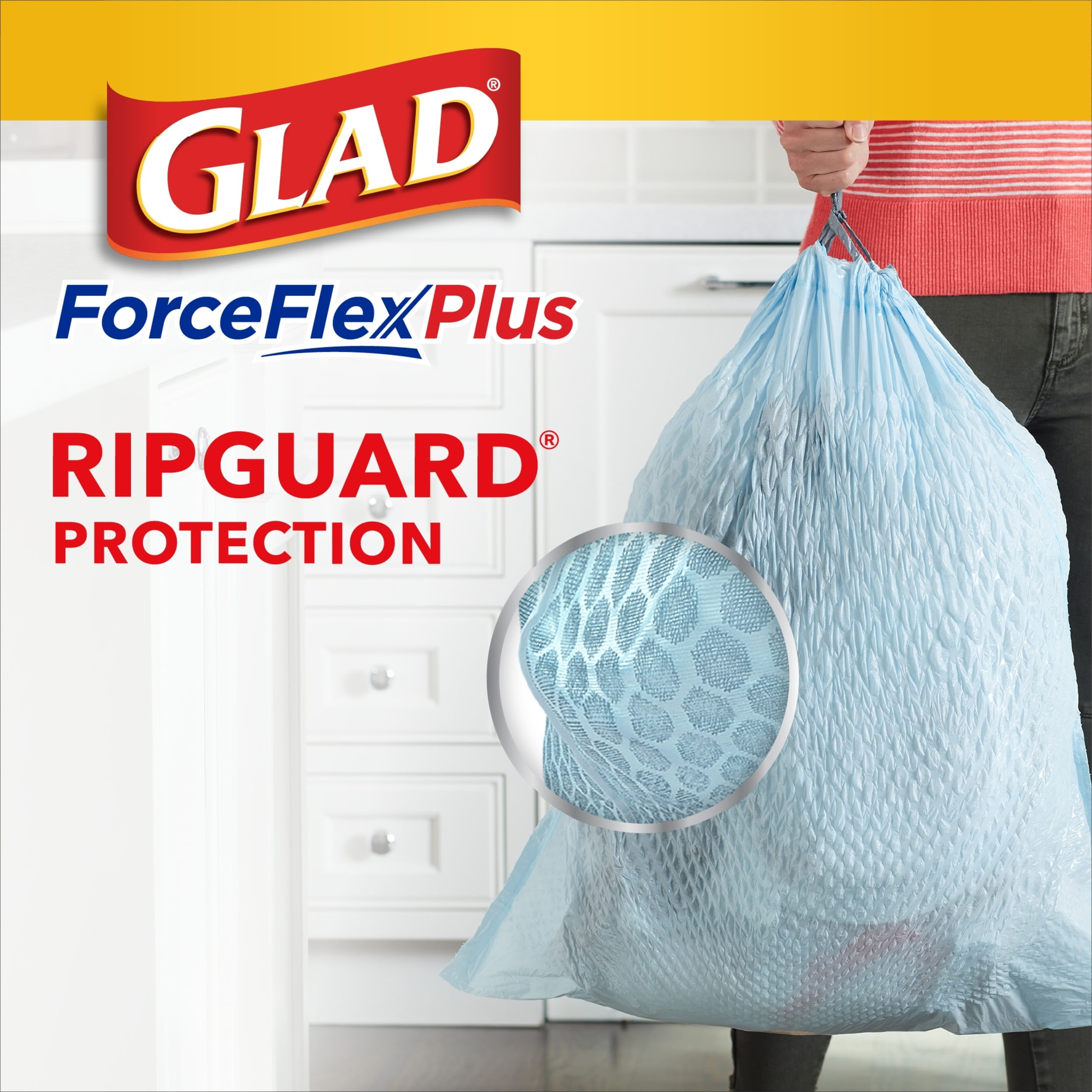 Glad ForceFlex Large Trash Bags, 30 Gallon, 40 Bags (Unscented)