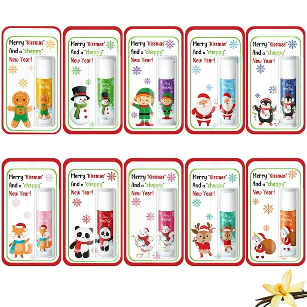 Bálsamo labial Sacubee, paquete de 10 unidades, Navidad, 6,7 cm, 5 g cada uno