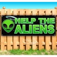 thumbnail image 1 of Help The Aliens UFO Green 13 oz Vinyl Banner With Metal Grommets, 1 of 4