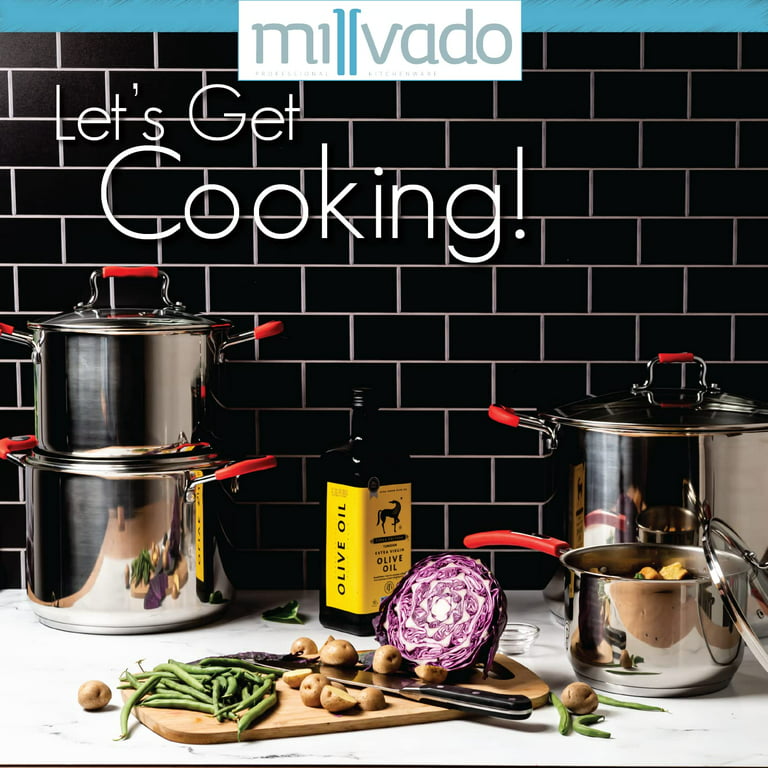 Millvado Stock Pot, 4 Quart Stainless Steel Pot, StockPot With