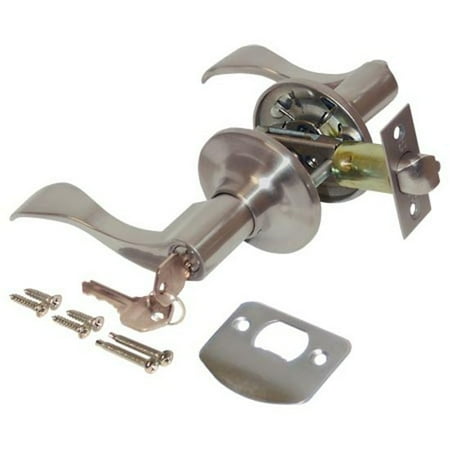 - Ez-Flo 57675 Lever Handle Lockset - Entry Left Hand Brushed Nickel